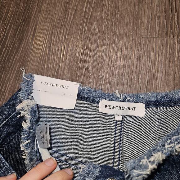 Weworewhat Frayed WB Straight Denim Jeans Size 26 - Picture 4 of 9